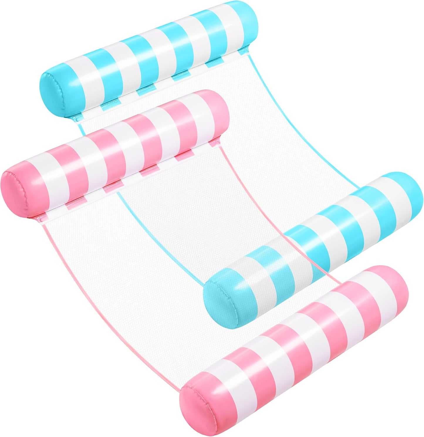 2 Packs Strip Type Hammock Pool Floats Adults, 4-in-1 Multi-Purpose Inflatable Pool Floats PVC Water Hammock Lounge Floaties