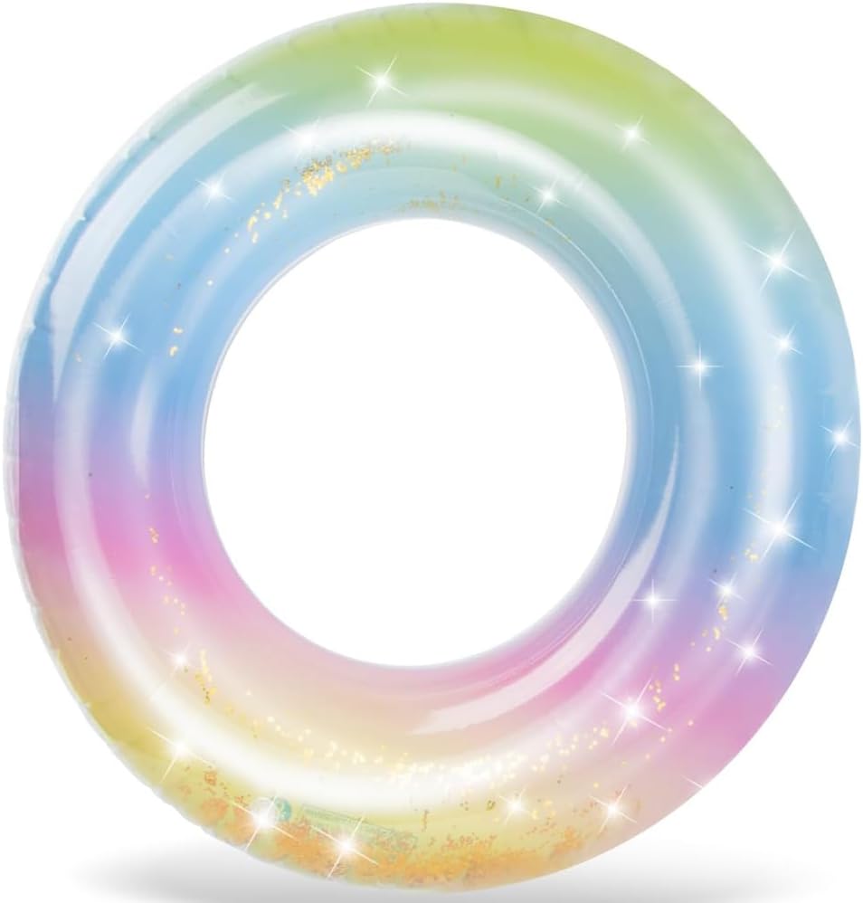 Inflatable Pool Floats Swim Tube Raft Toy with Fruits Mermaid Decorations Summer Water Fun Lounge Beach Lake Party Supplies for Kids