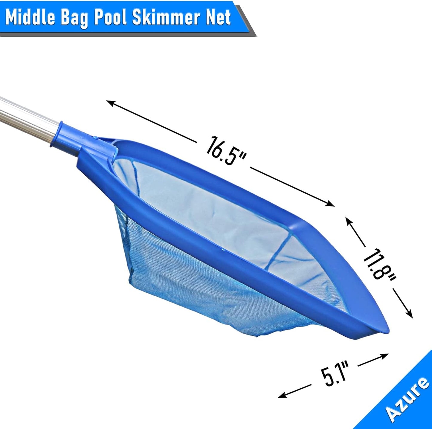 Swimming Pool Leaf Skimmer Net, with 5 Sections Telescopic Aluminum Pole & Nylon Medium Fine Mesh Pool Net, Pool Cleaning Tool for Removing Leaves & Debris