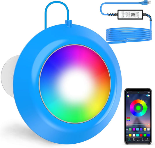 LED Pool Lights, 20W Smart RGB Magnetic Submersible Light with APP Control, 800lm Dimmable, IP68 Waterproof 12V Nicheless Underwater Lights for Inground Aboveground Pools