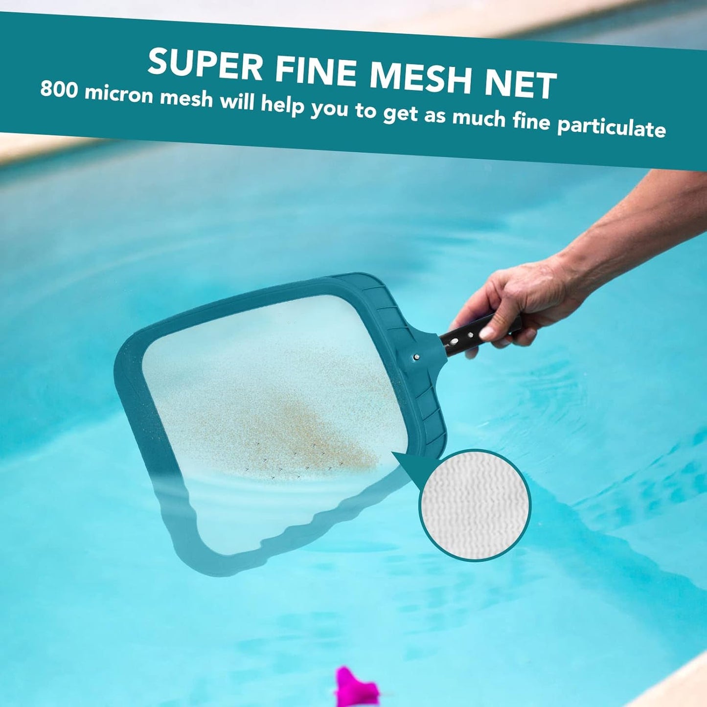 Professional Pool Skimmer Net,Fine Mesh Net Bag,Heavy Duty Swimming Leaf Skimmer Cleaning Tool - Fast Cleaning,Debris Pickup Removal- Fits Standard Swimming Pool Poles
