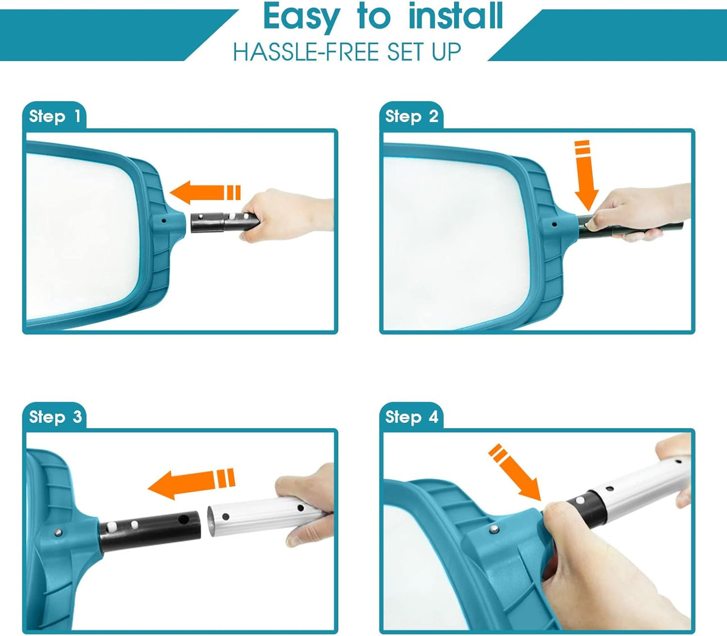 Professional Pool Skimmer Net,Fine Mesh Net Bag,Heavy Duty Swimming Leaf Skimmer Cleaning Tool - Fast Cleaning,Debris Pickup Removal- Fits Standard Swimming Pool Poles