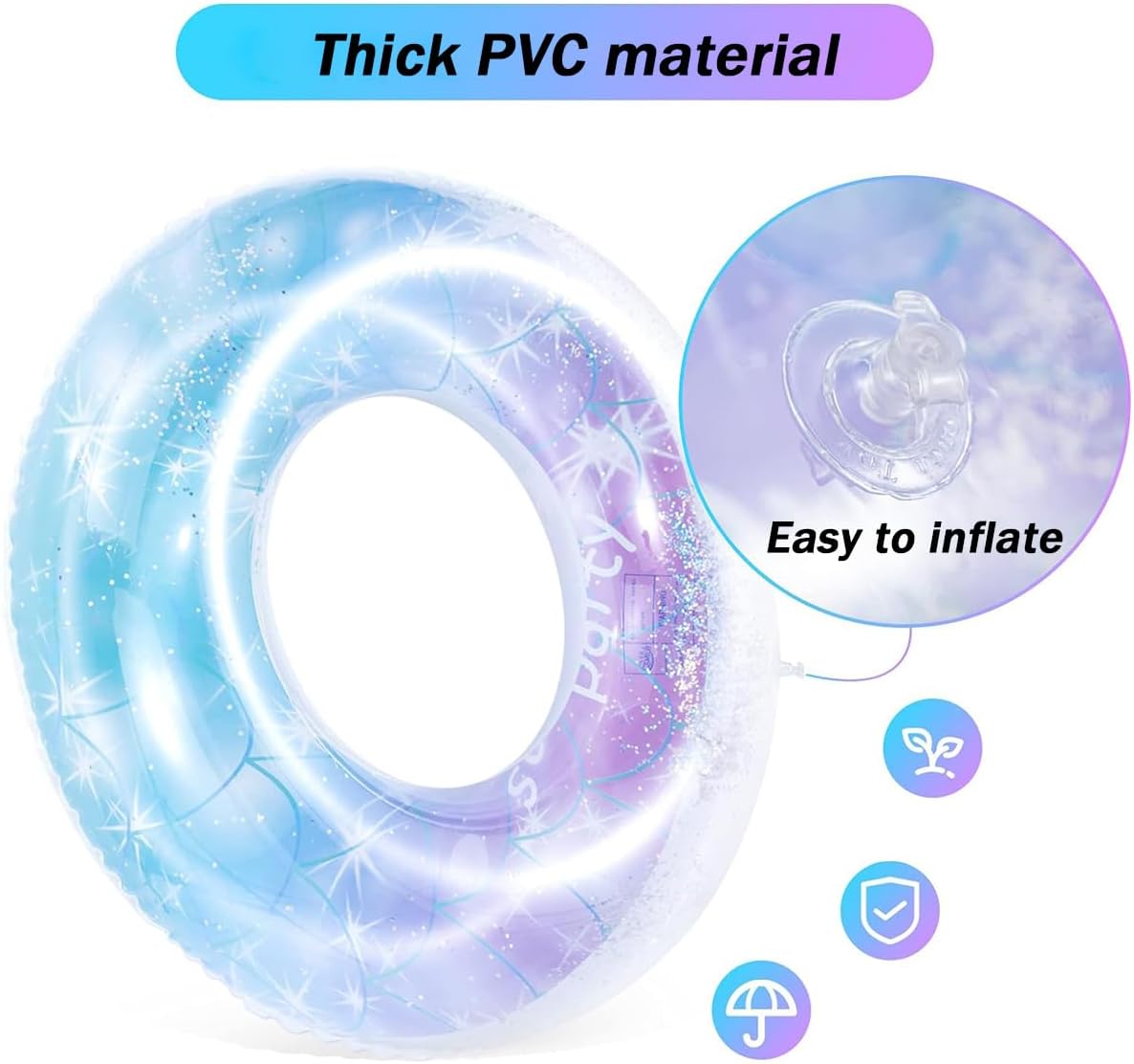 Inflatable Pool Floats Swim Tube Raft Toy with Fruits Mermaid Decorations Summer Water Fun Lounge Beach Lake Party Supplies for Kids