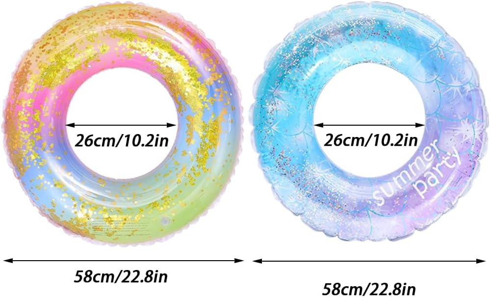 Inflatable Pool Floats Swim Tube Raft Toy with Fruits Mermaid Decorations Summer Water Fun Lounge Beach Lake Party Supplies for Kids