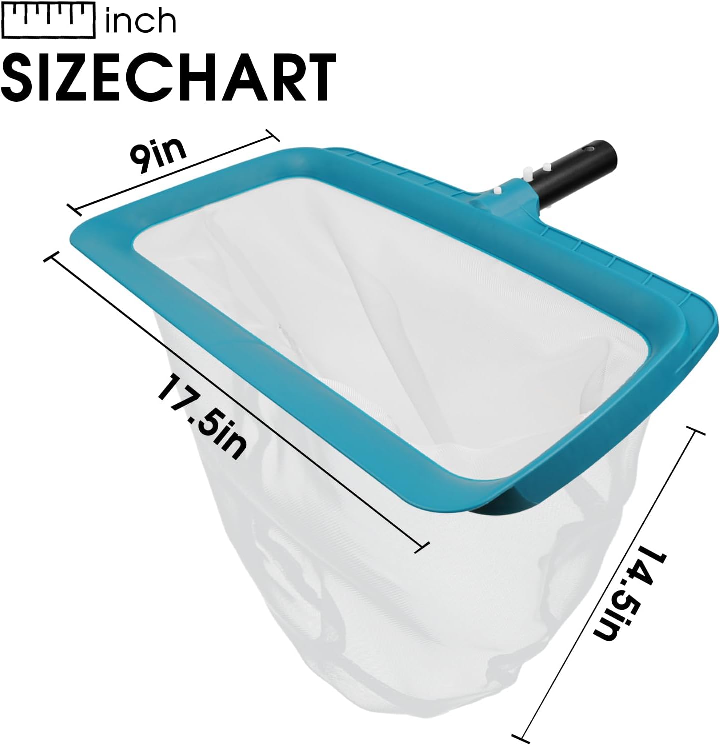 Professional Pool Skimmer Net, Upgraded Extra Wide Scoop Edge, Swimming Leaf Rake with Ultra Fine Mesh Deep Nylon Net Bag - Pool Nets for Cleaning Leaves, Debris