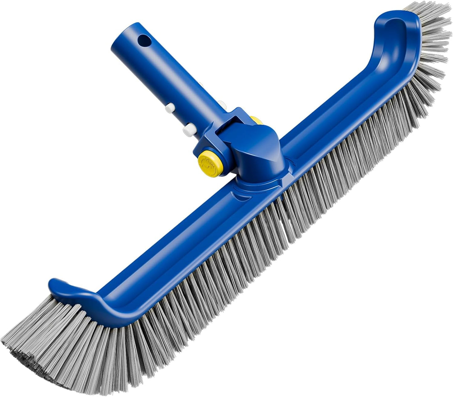 Pool Brush with Rotatable Handle,17.5" Pool Brush Head for Inground Pools, Above-Ground & Vinyl Pools, Heavy-duty Pool Brushes for Cleaning Pool Walls, Sturdy Pool Brush Fit Standard Pool Pole