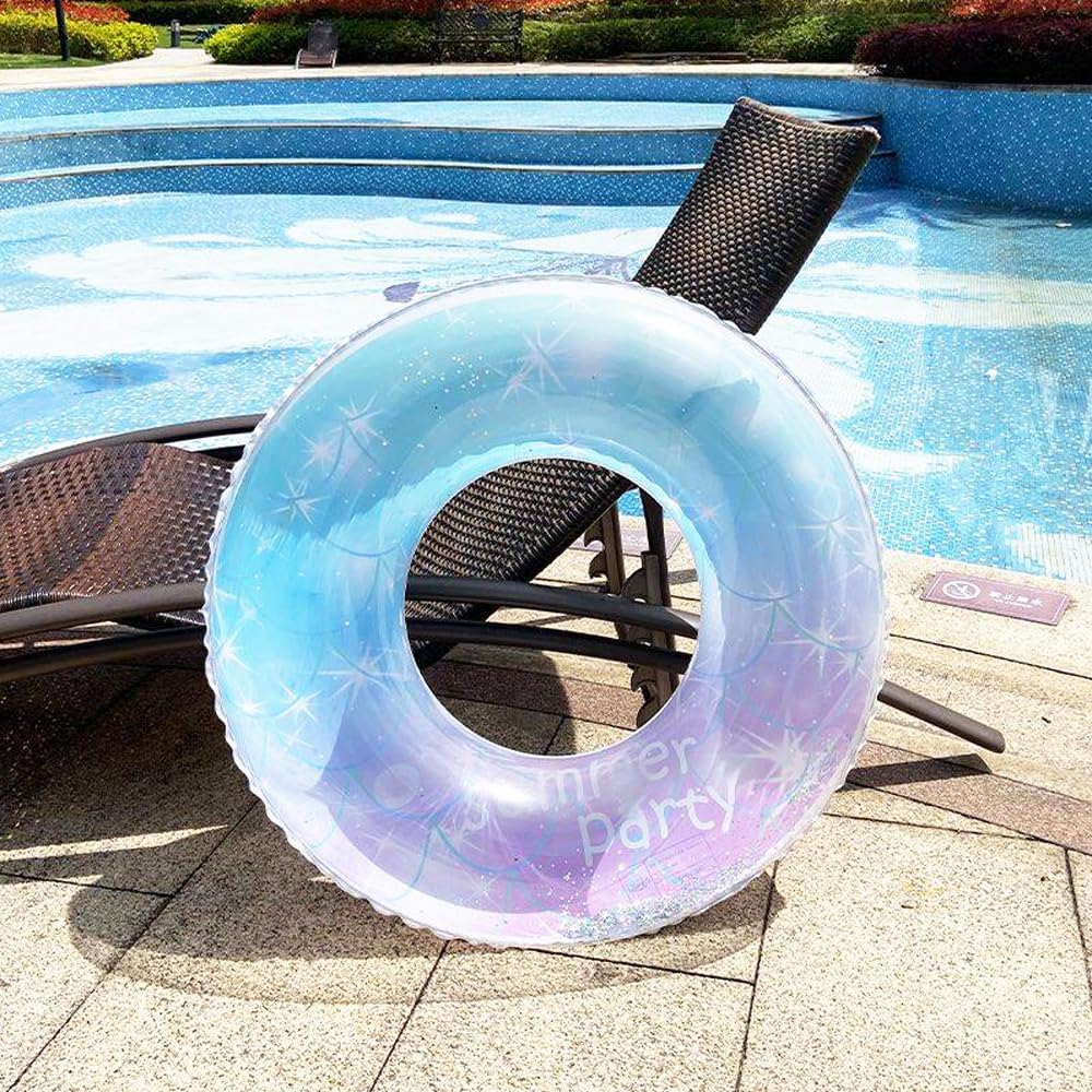 Inflatable Pool Floats Swim Tube Raft Toy with Fruits Mermaid Decorations Summer Water Fun Lounge Beach Lake Party Supplies for Kids
