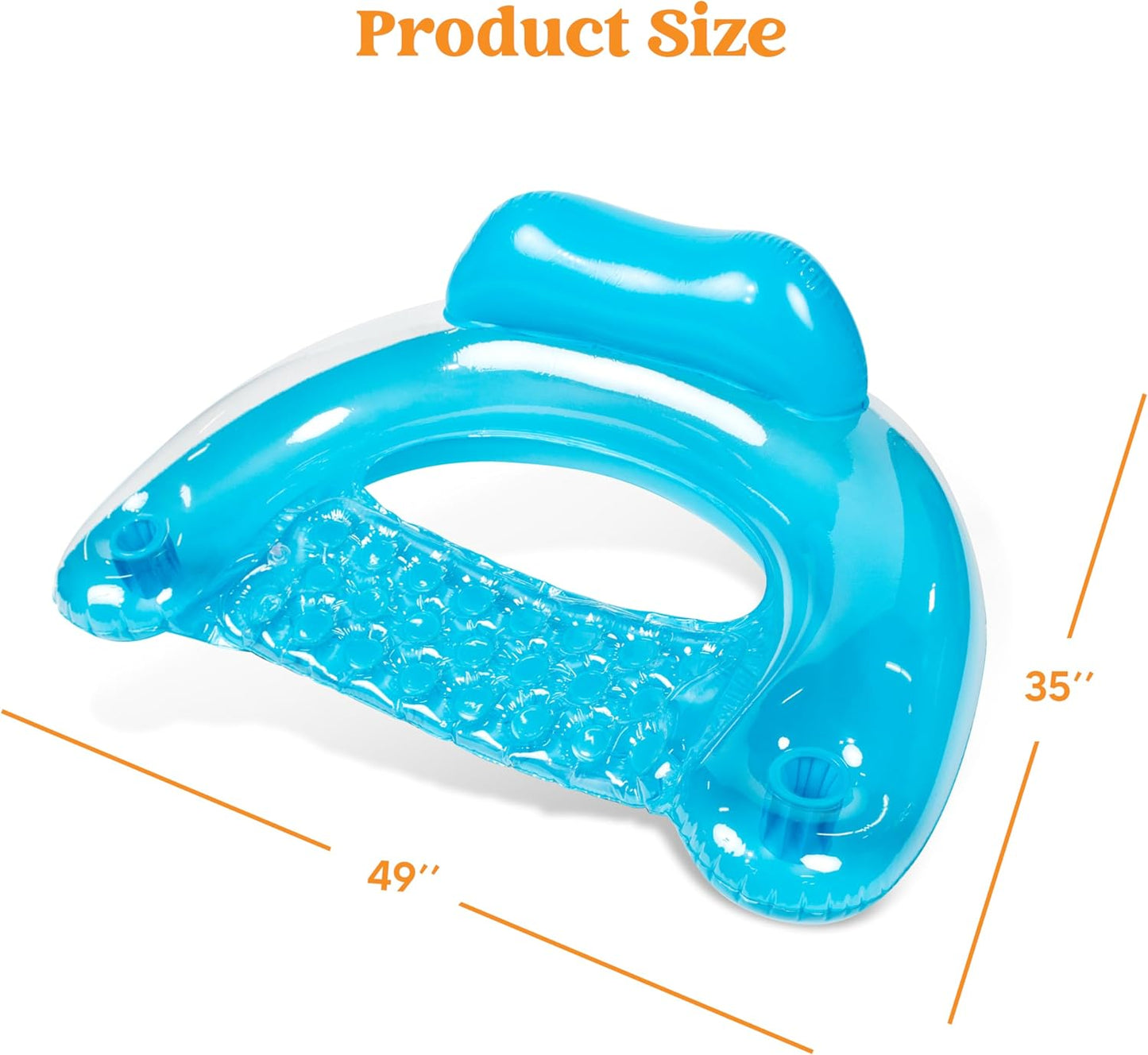 Inflatable Pool Floats Adult,2 Pack Pool Chairs with Cup Holders,Pure Blow up Floats Chair,Hammock Noodle Mat for Relaxing Summer Water Fun Swimming Party Beach