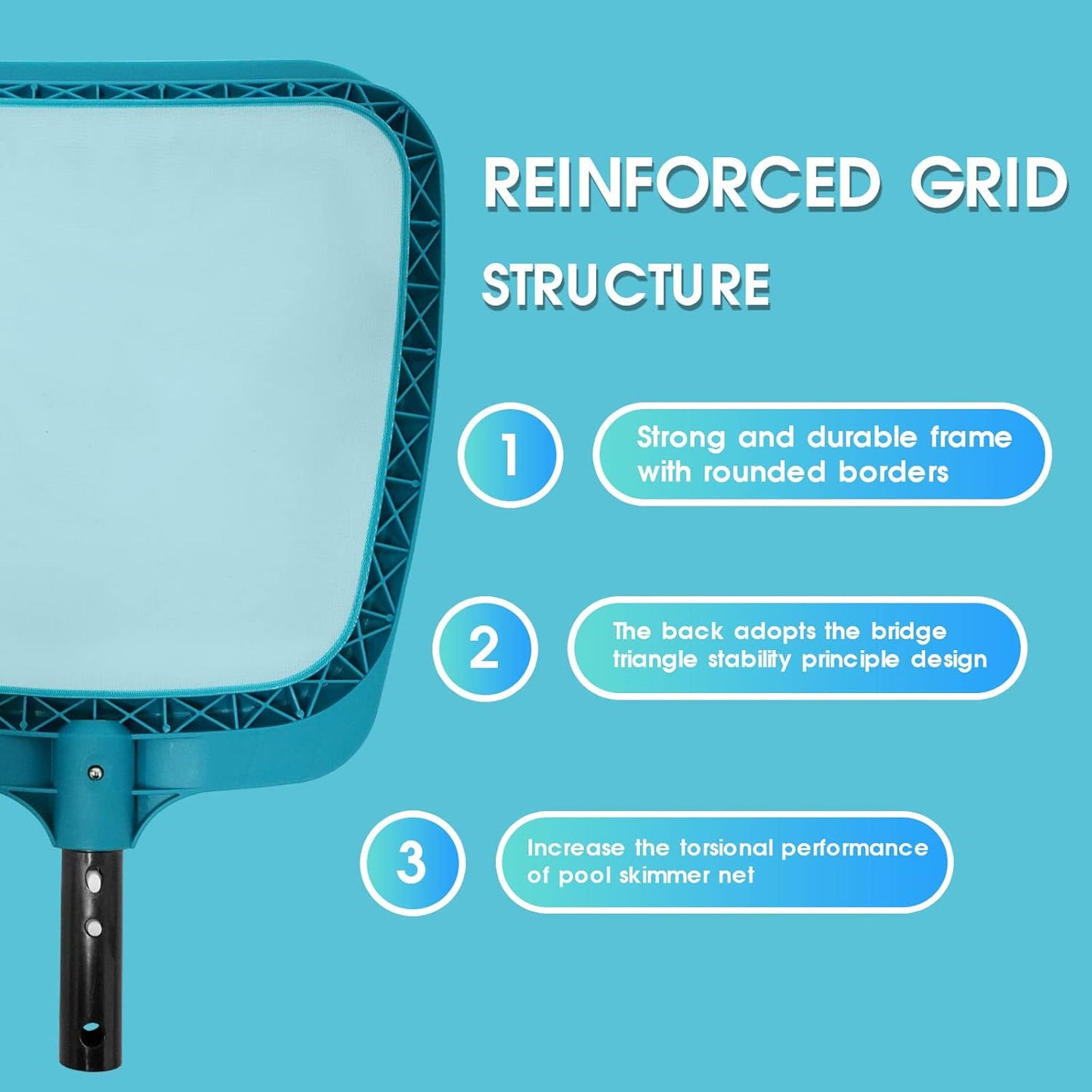 Professional Pool Skimmer Net,Fine Mesh Net Bag,Heavy Duty Swimming Leaf Skimmer Cleaning Tool - Fast Cleaning,Debris Pickup Removal- Fits Standard Swimming Pool Poles