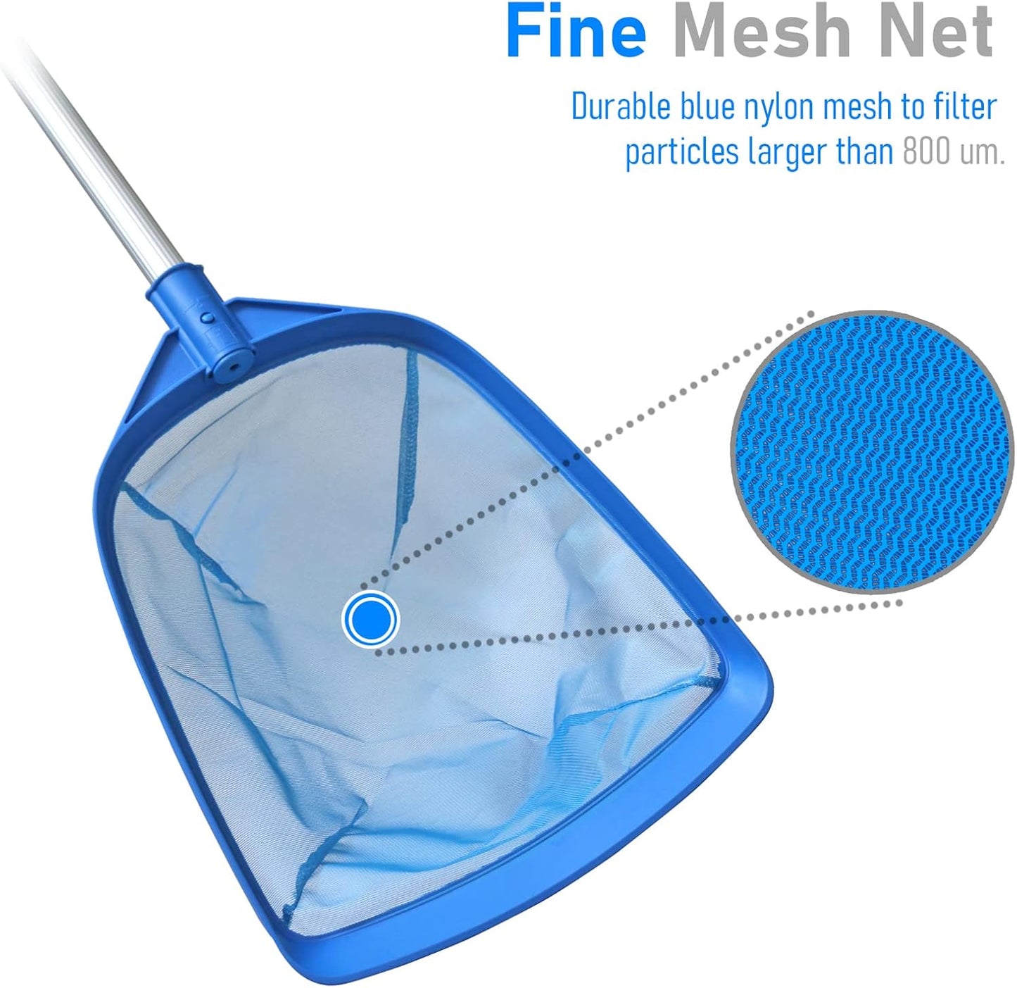 Swimming Pool Leaf Skimmer Net, with 5 Sections Telescopic Aluminum Pole & Nylon Medium Fine Mesh Pool Net, Pool Cleaning Tool for Removing Leaves & Debris