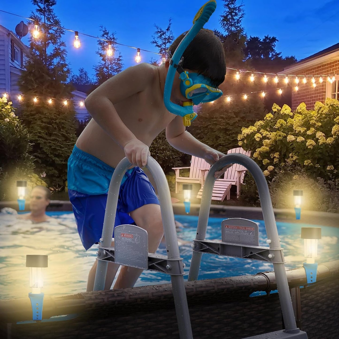 Solar Pool Lights 6 Pack Outdoor Lights for Framed Above Ground Pools, Waterproof Swimming Pool Accessories Lights, Outdoor Yard Garden Pool Decoration Night Light