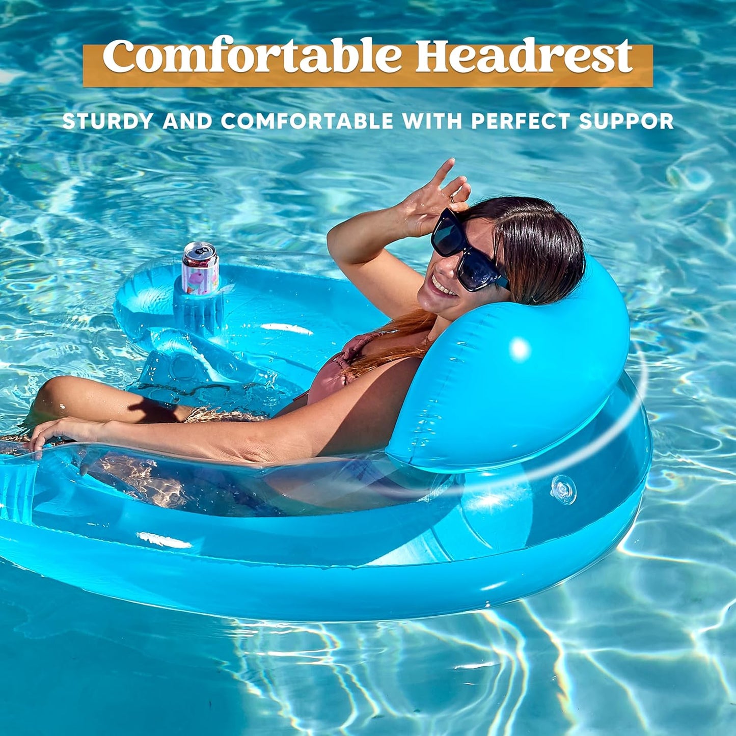 Inflatable Pool Floats Adult,2 Pack Pool Chairs with Cup Holders,Pure Blow up Floats Chair,Hammock Noodle Mat for Relaxing Summer Water Fun Swimming Party Beach