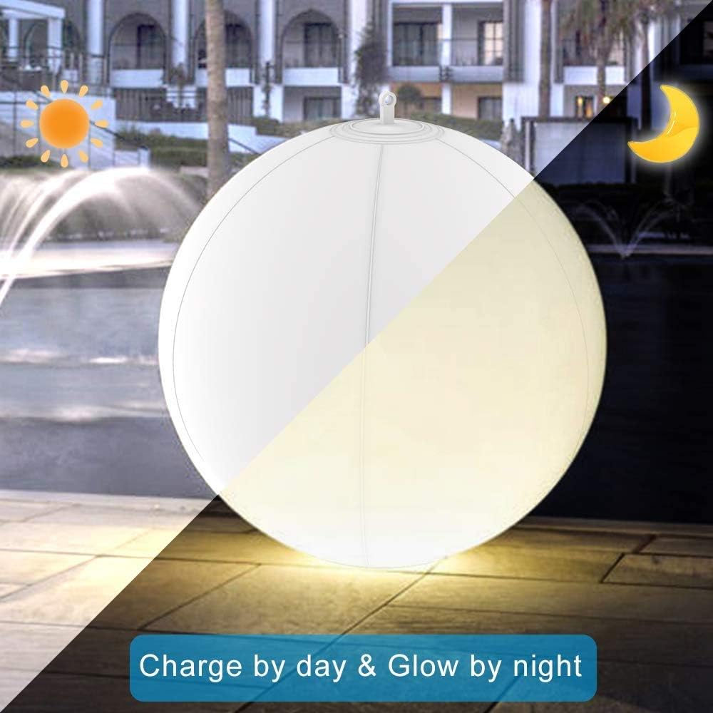 Floating Pool Lights Inflatable Waterproof IP68 Solar Glow Globe,14” Outdoor Pool Ball Lamp 4 Color Changing LED Night Light, Party Decor for Swimming Pool,Beach,Garden,Backyard,Lawn,Pathway - 2 PCS