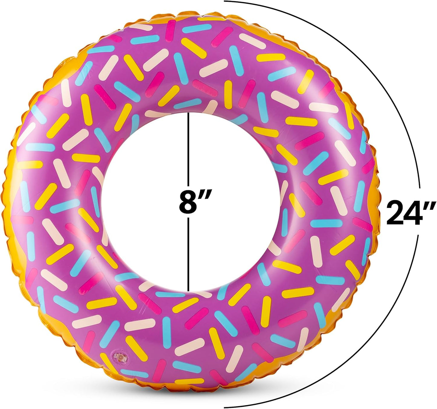 Inflatable Donuts - (Pack of 4) 24 Inch Donut Pool Float for Kids Pool Tube, Assorted Swim Rings with Sprinkles for Pool Floaties, Party Decorations, Giveaways and Kids Party Favors